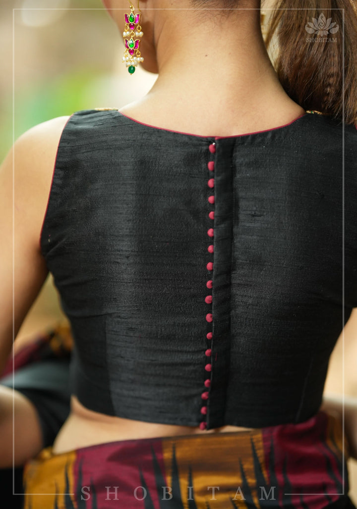 Necklace Design Jadau Ornamental Blouse in Pure Raw Silk