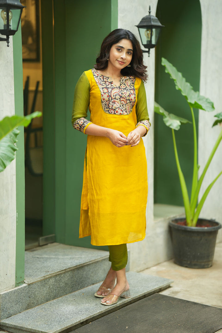 Samriddhi Yellow Kurti (Set of 2) | SHOBITAM