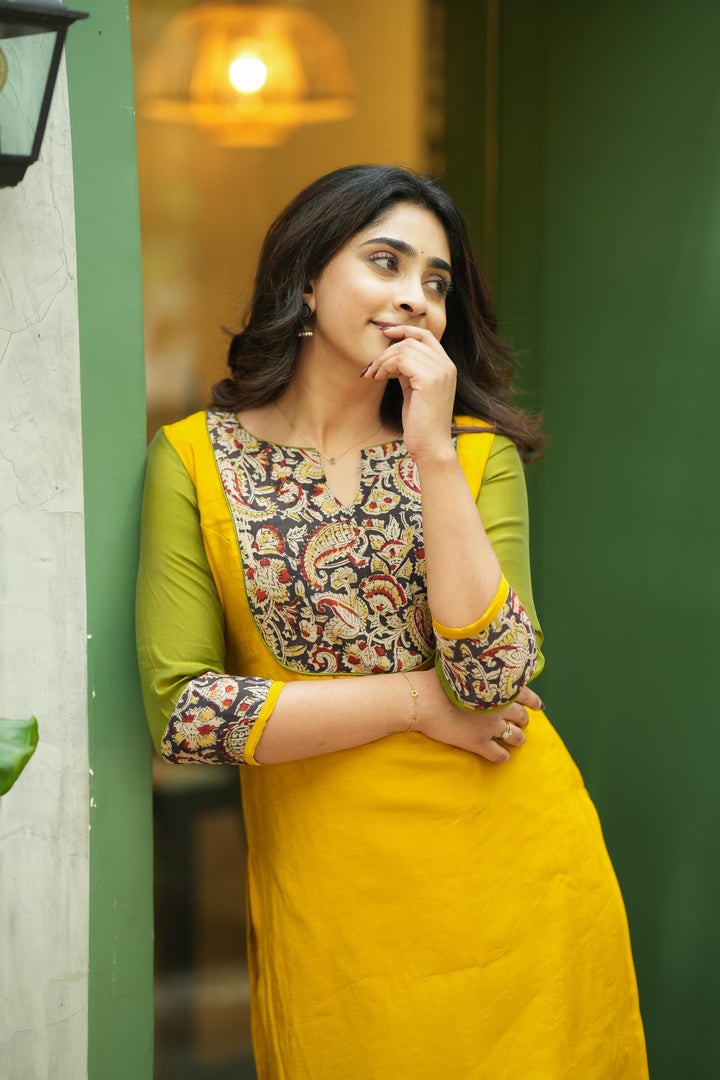 Samriddhi Yellow Kurti (set of 2) | Made To Order