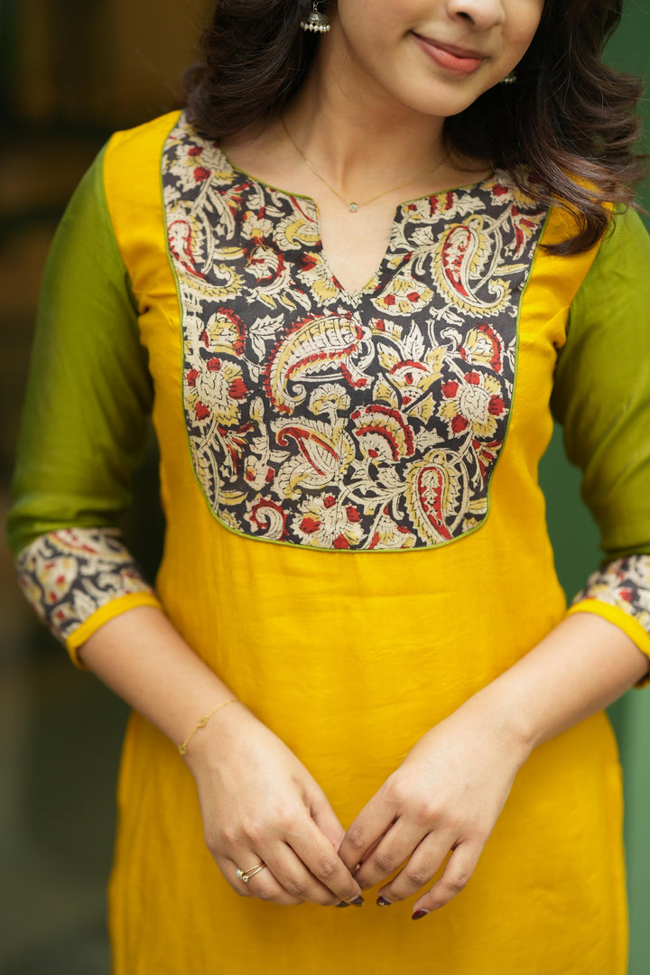 Samriddhi Yellow Kurti (set of 2) | Made To Order