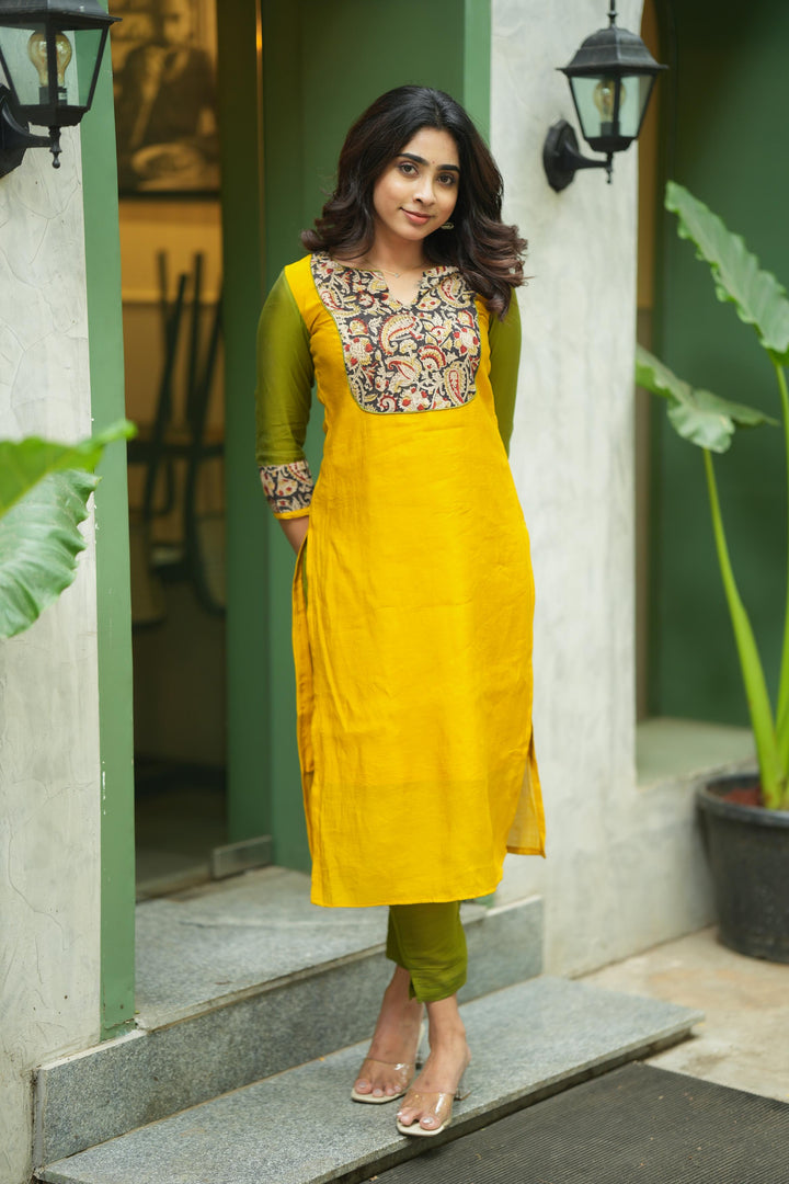 Samriddhi Yellow Kurti (set of 2) | Made To Order