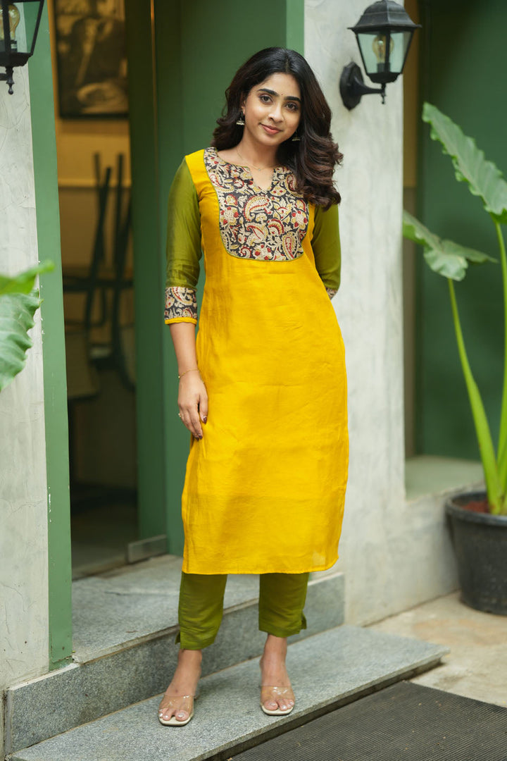 Samriddhi Yellow Kurti (Set of 2) | SHOBITAM