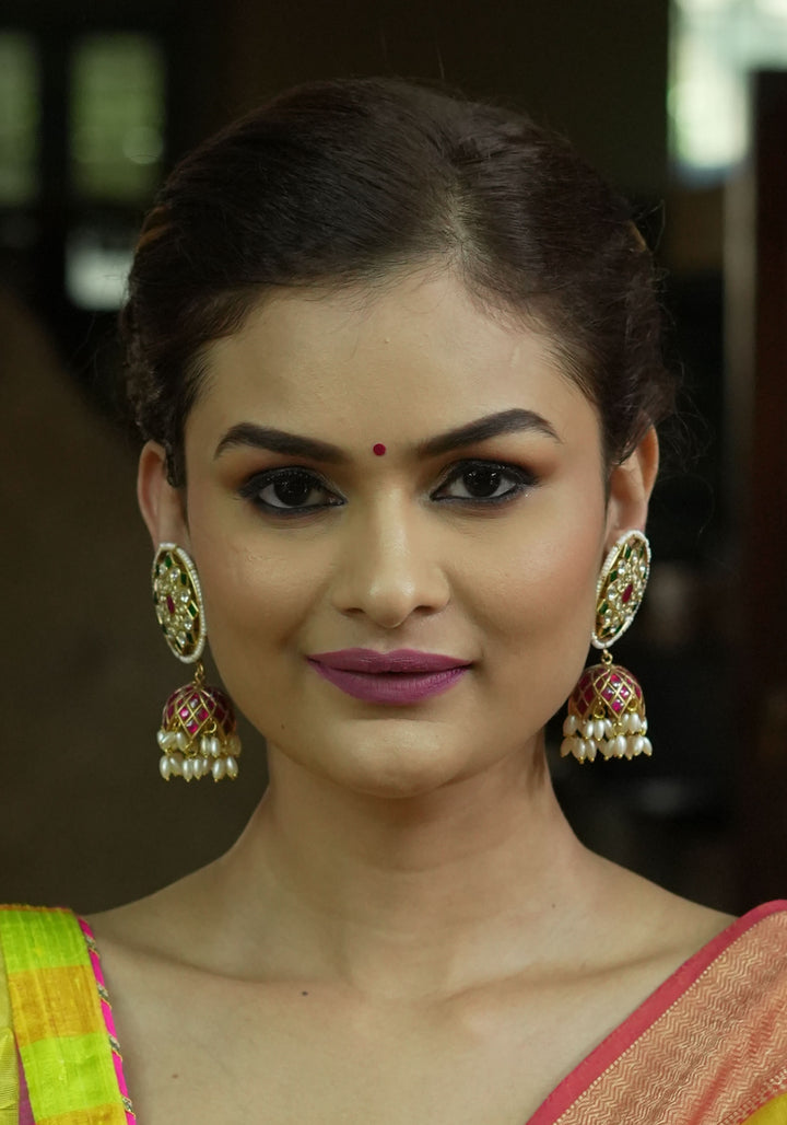 2 in 1 Statement detachable Jhumka and large Stud | Shobitam Jewelry