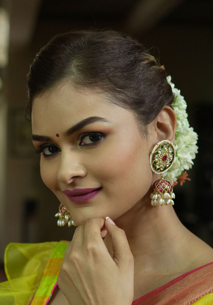 2 in 1 Statement detachable Jhumka and large Stud | Shobitam Jewelry