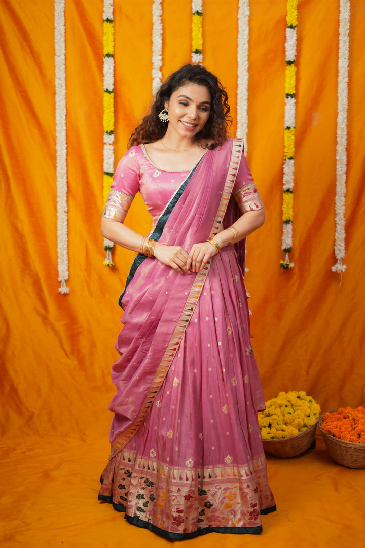 Maithiri Pink Half Saree Set | Made To Order