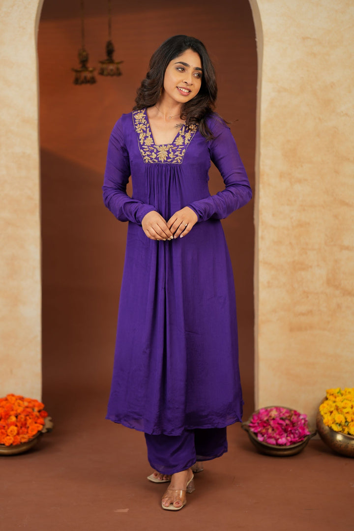 Kiara Purple Kurta Set (Set of 2)   | Made to Order | SHOBITAM
