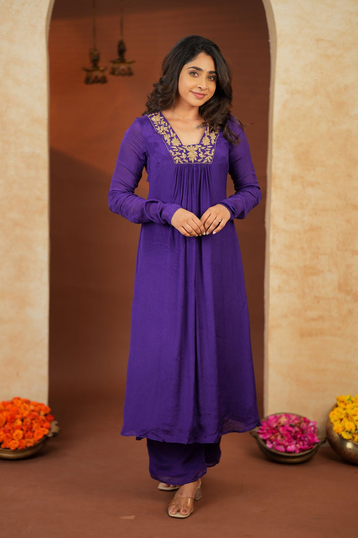 Kiara Purple Kurta Set (Set of 2)   | Made to Order | SHOBITAM