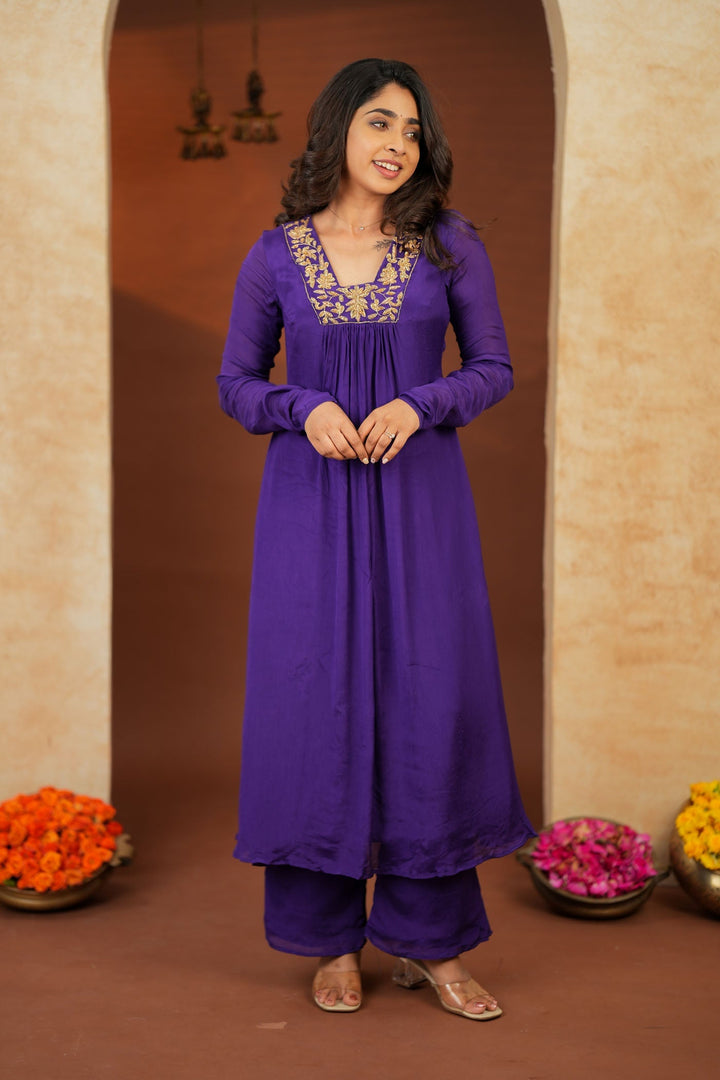 Kiara Purple Kurta Set (Set of 2)   | Made to Order | SHOBITAM