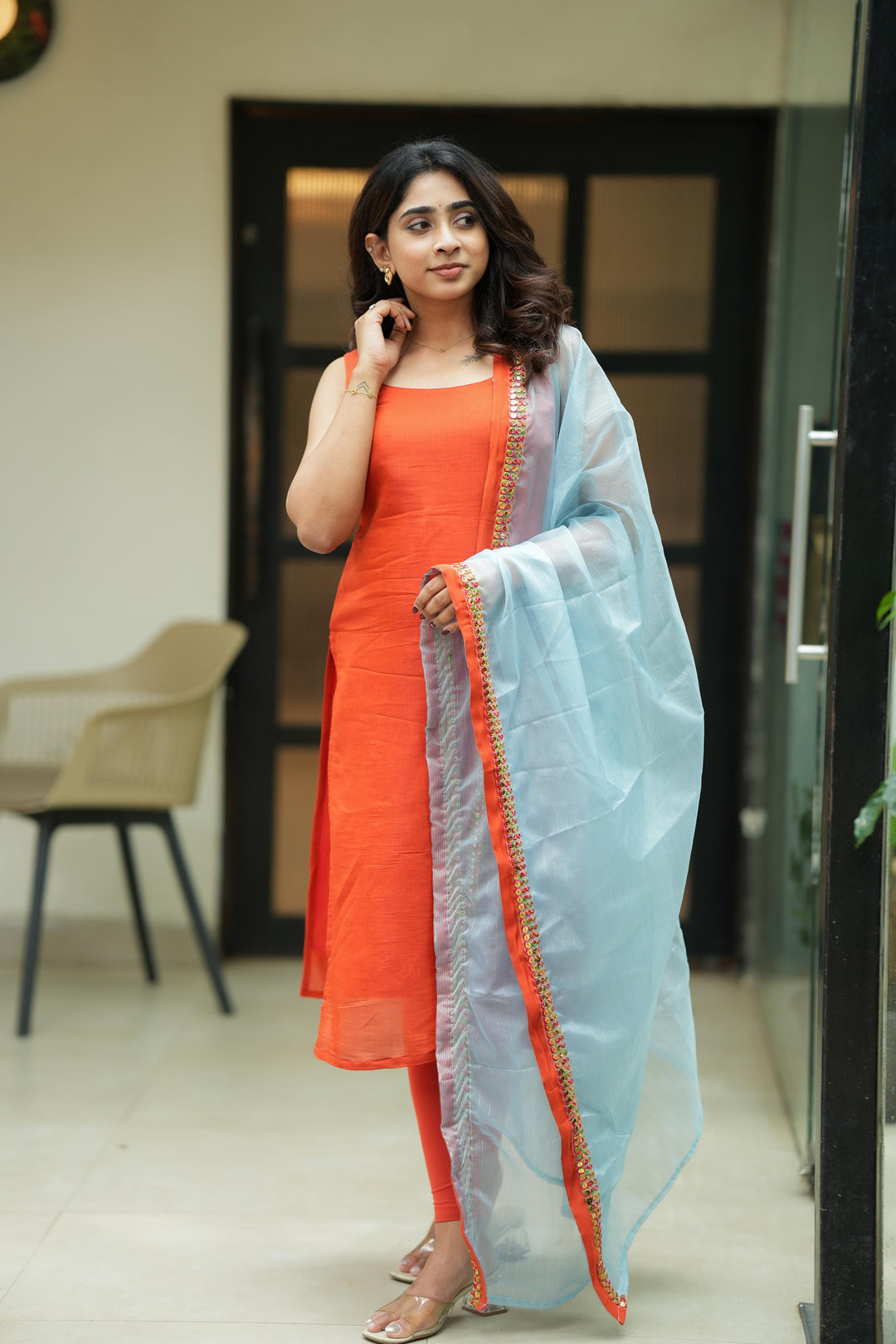 Kamala orange Kurti 2 oiece Set | Made To Order