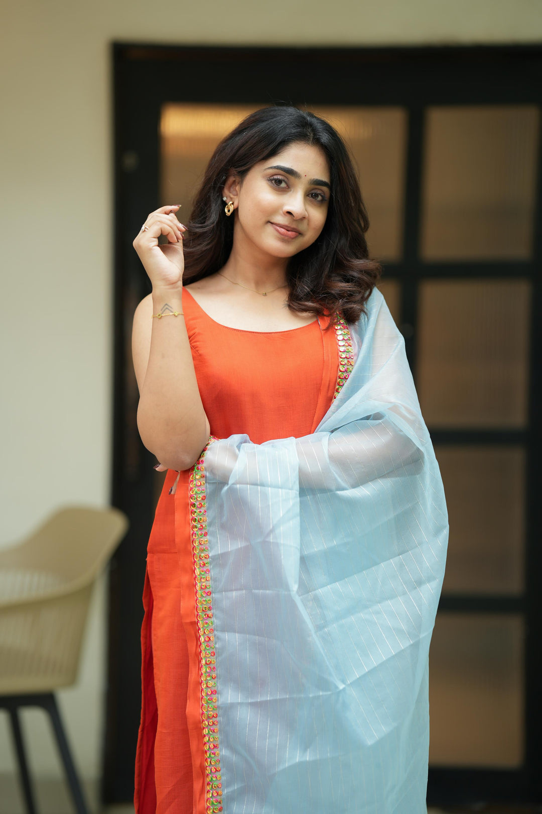 Kamala orange Kurti 2 oiece Set | Made To Order
