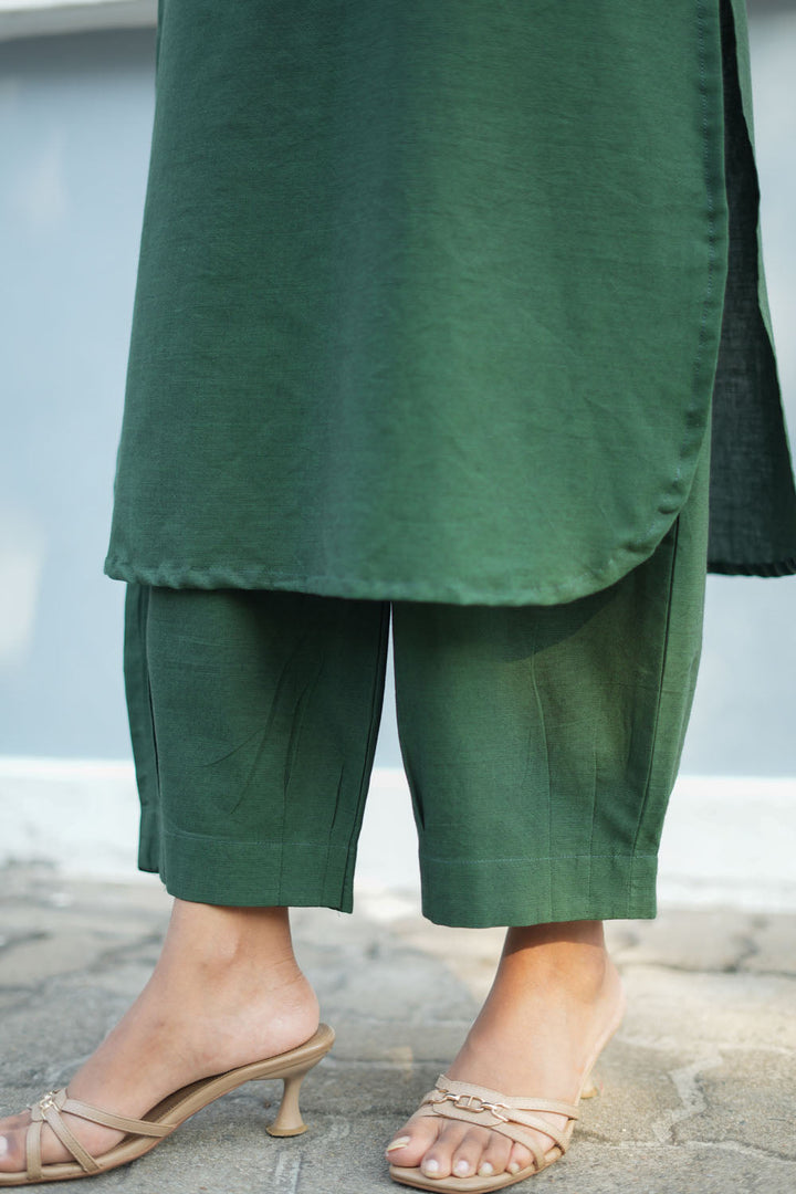 Suji Dark Green Co - Ords ( Set of 2 ) | SHOBITAM