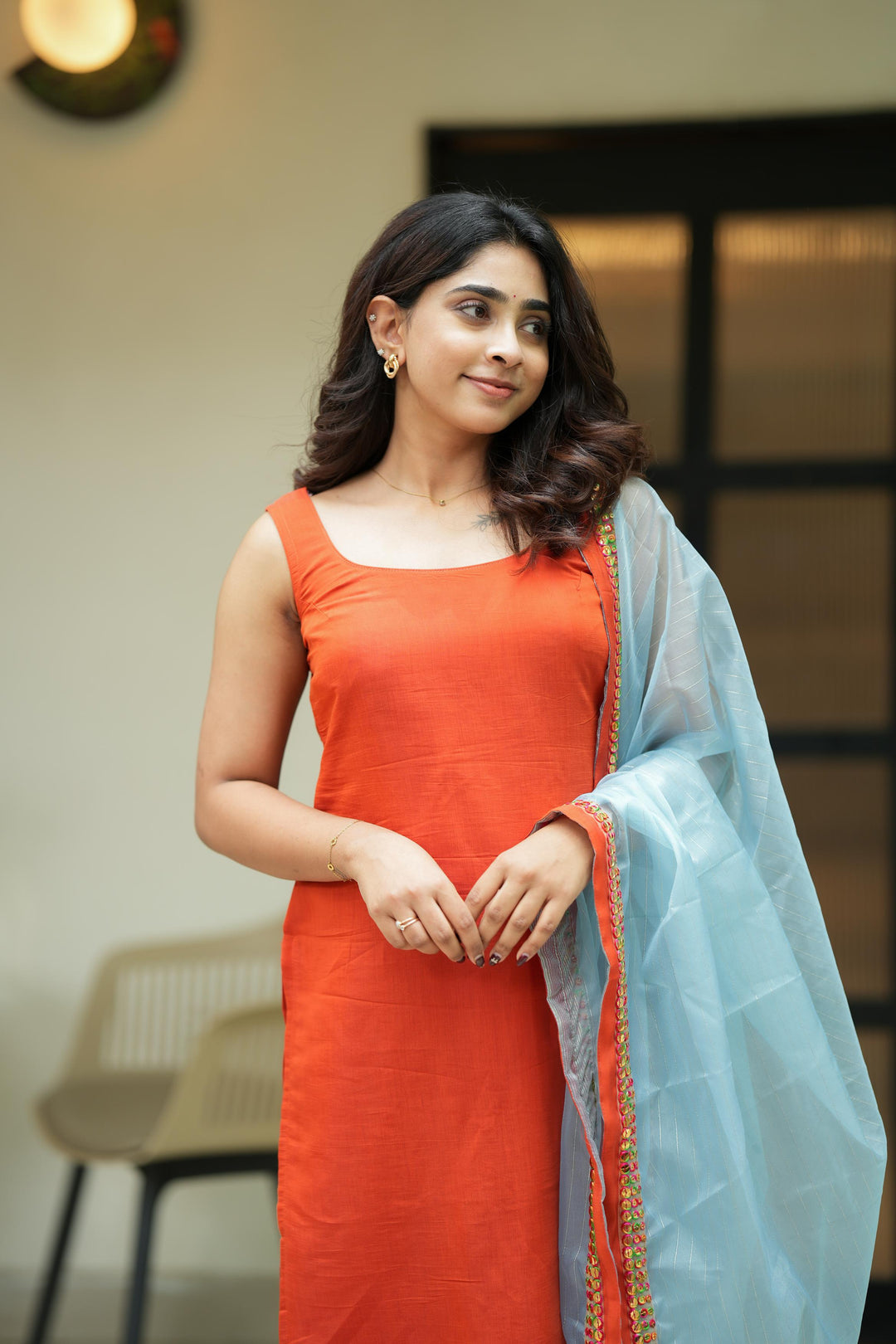 Kamala orange Kurti 2 oiece Set | Made To Order
