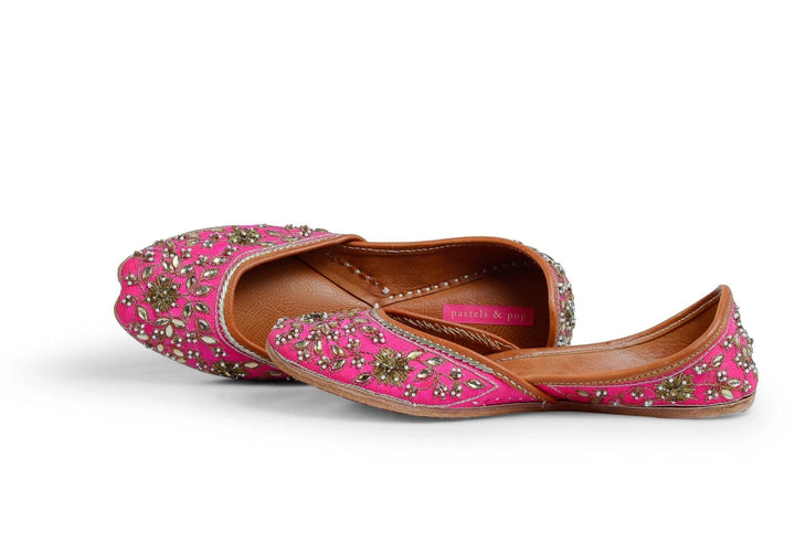 CORAL Traditional Zardozi & Pearl Work Ethnic Mojaris | SHOBITAM