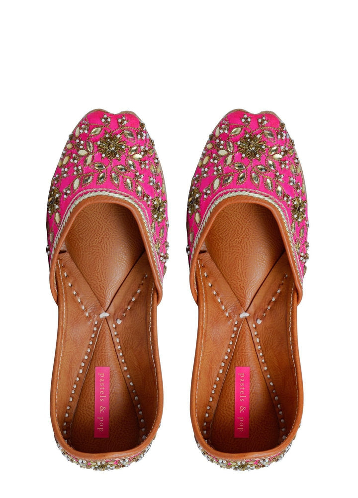 CORAL Traditional Zardozi & Pearl Work Ethnic Mojaris | SHOBITAM