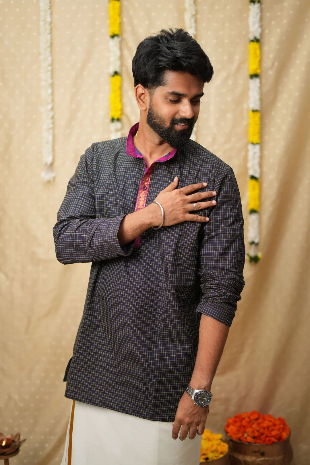 Senthanamuthan Navy Shirt | Made To Order