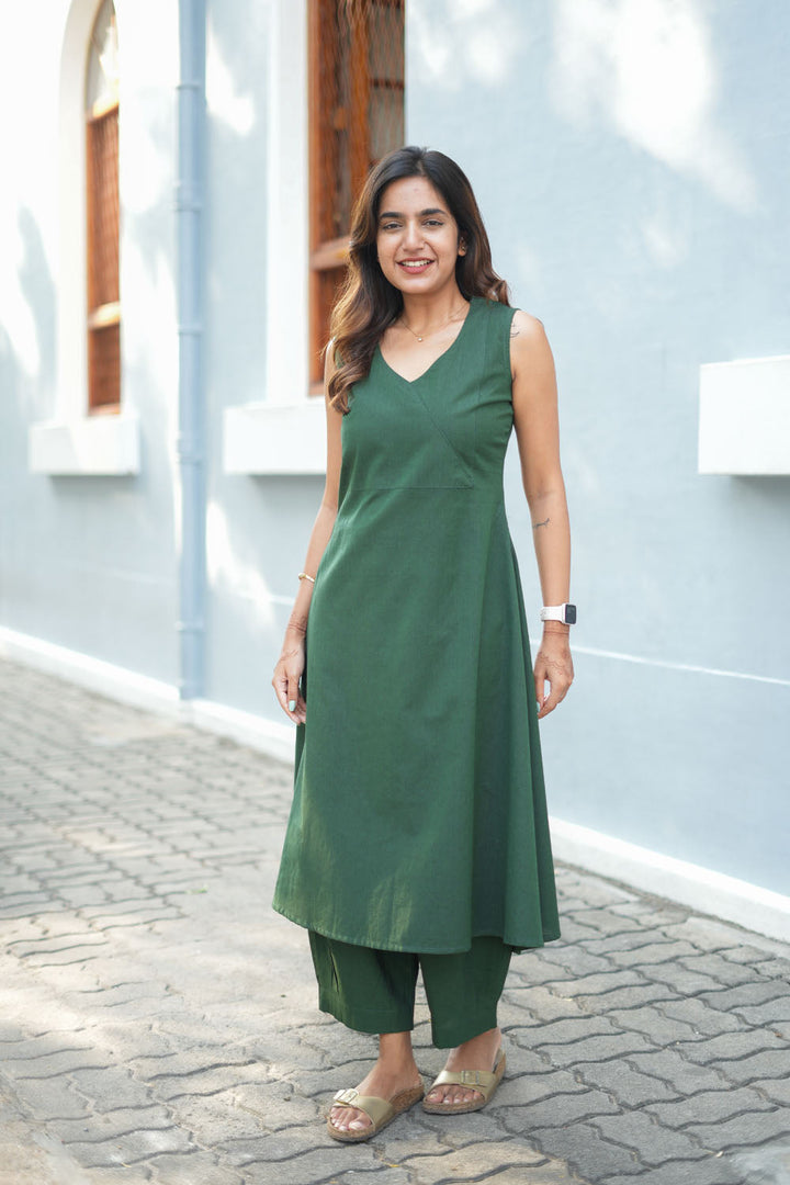 Thaanya Dark Green Co - Ords ( Set of 2 ) | SHOBITAM