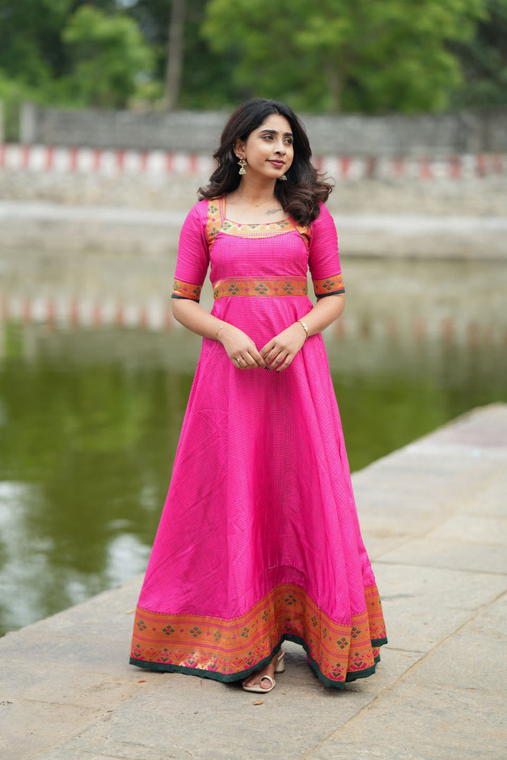 Vaishali Pink maxi Dress | Made to Order | SHOBITAM