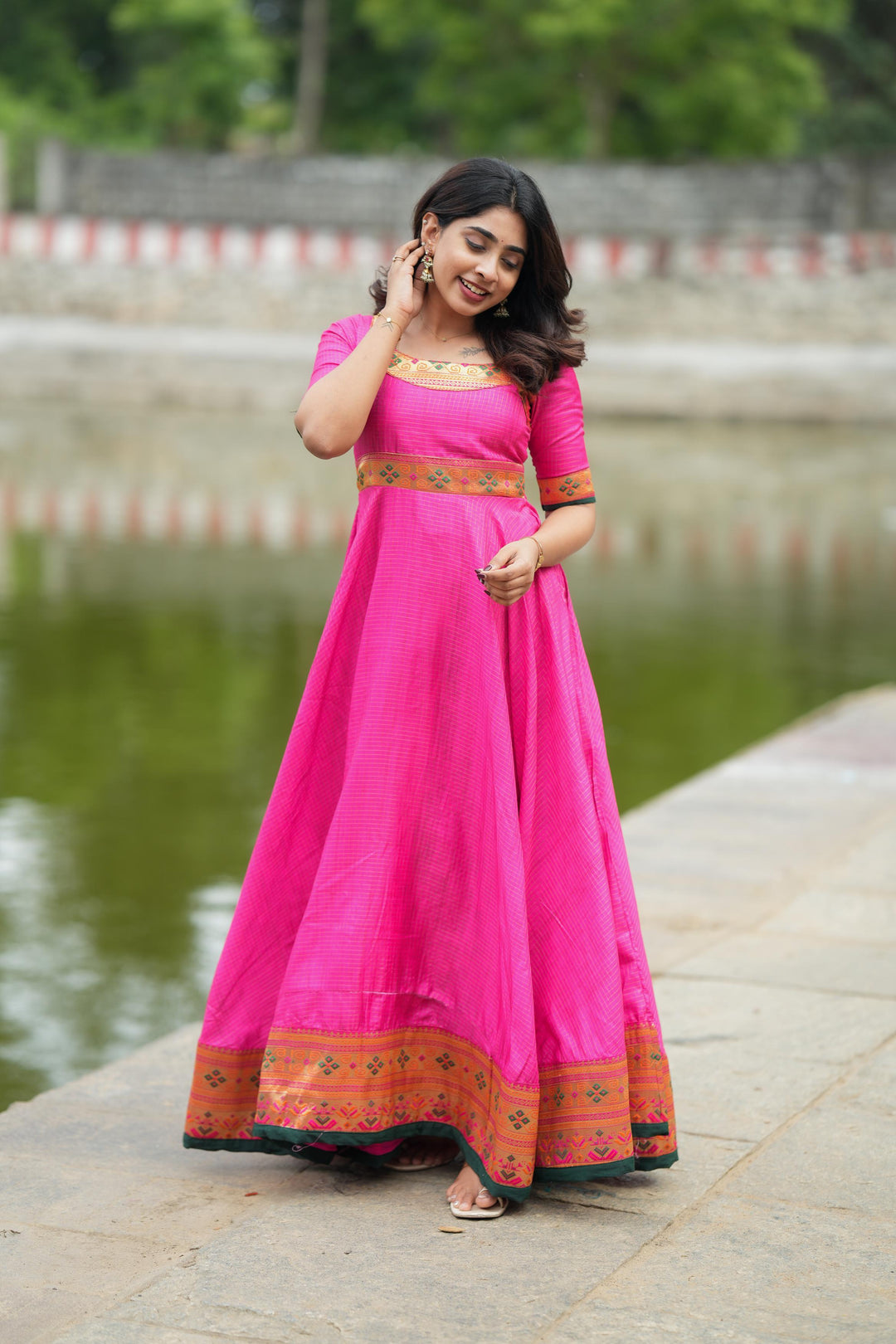 Narmada Rust with Green Kurti | Made To Order