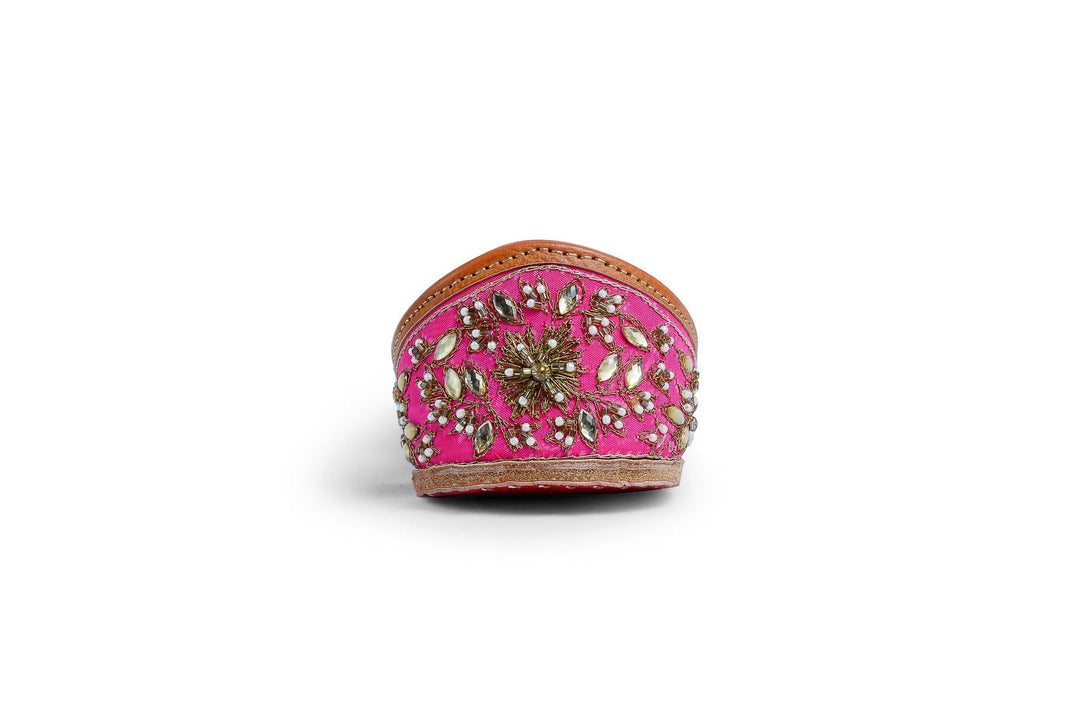 CORAL Traditional Zardozi & Pearl Work Ethnic Mojaris | SHOBITAM