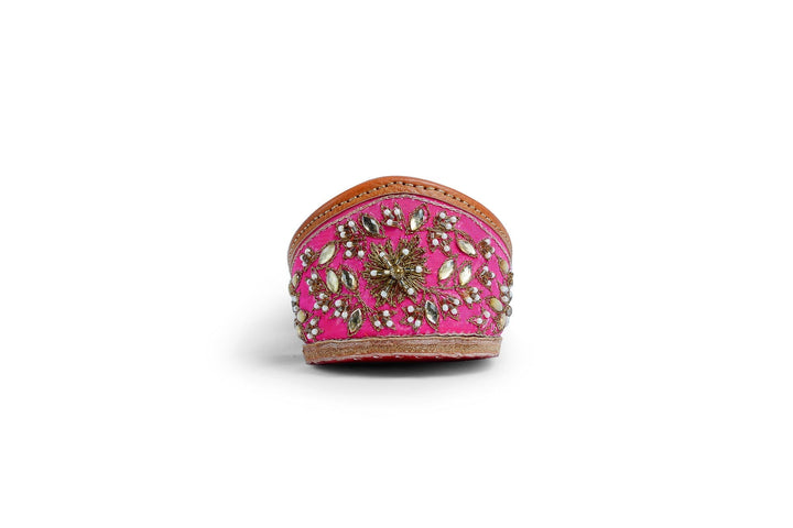 CORAL Traditional Zardozi & Pearl Work Ethnic Mojaris | SHOBITAM