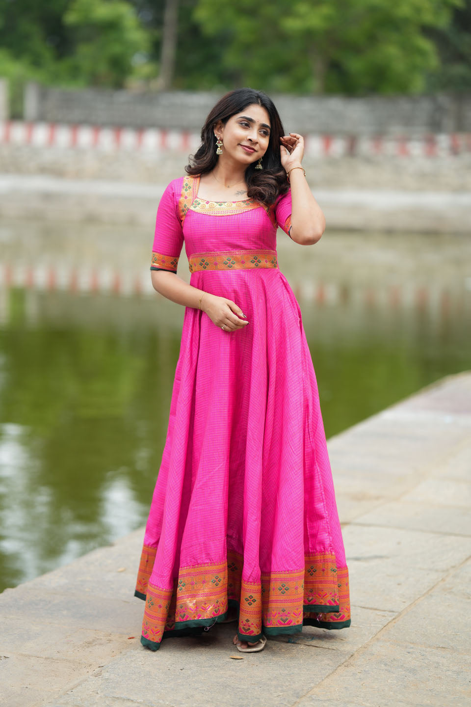 Vaishali Pink maxi Dress | Made to Order | SHOBITAM