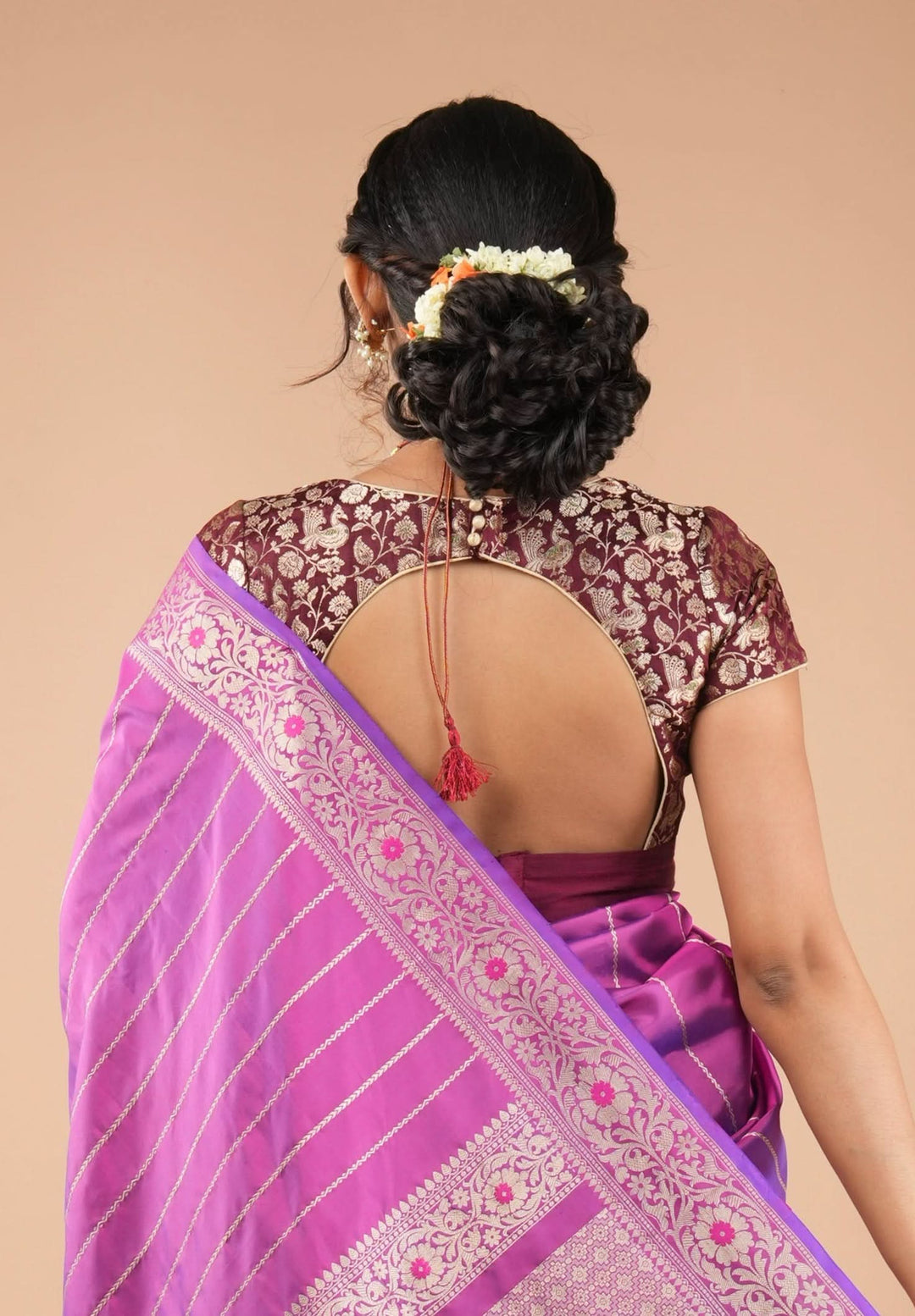 Exquisite Maroon Peacock Brocade Bustier Blouse