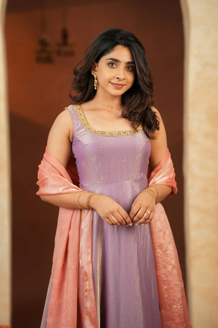 Shrishti Lilac Sleeveless Maxi Dress (Set of 2) | Made To Order