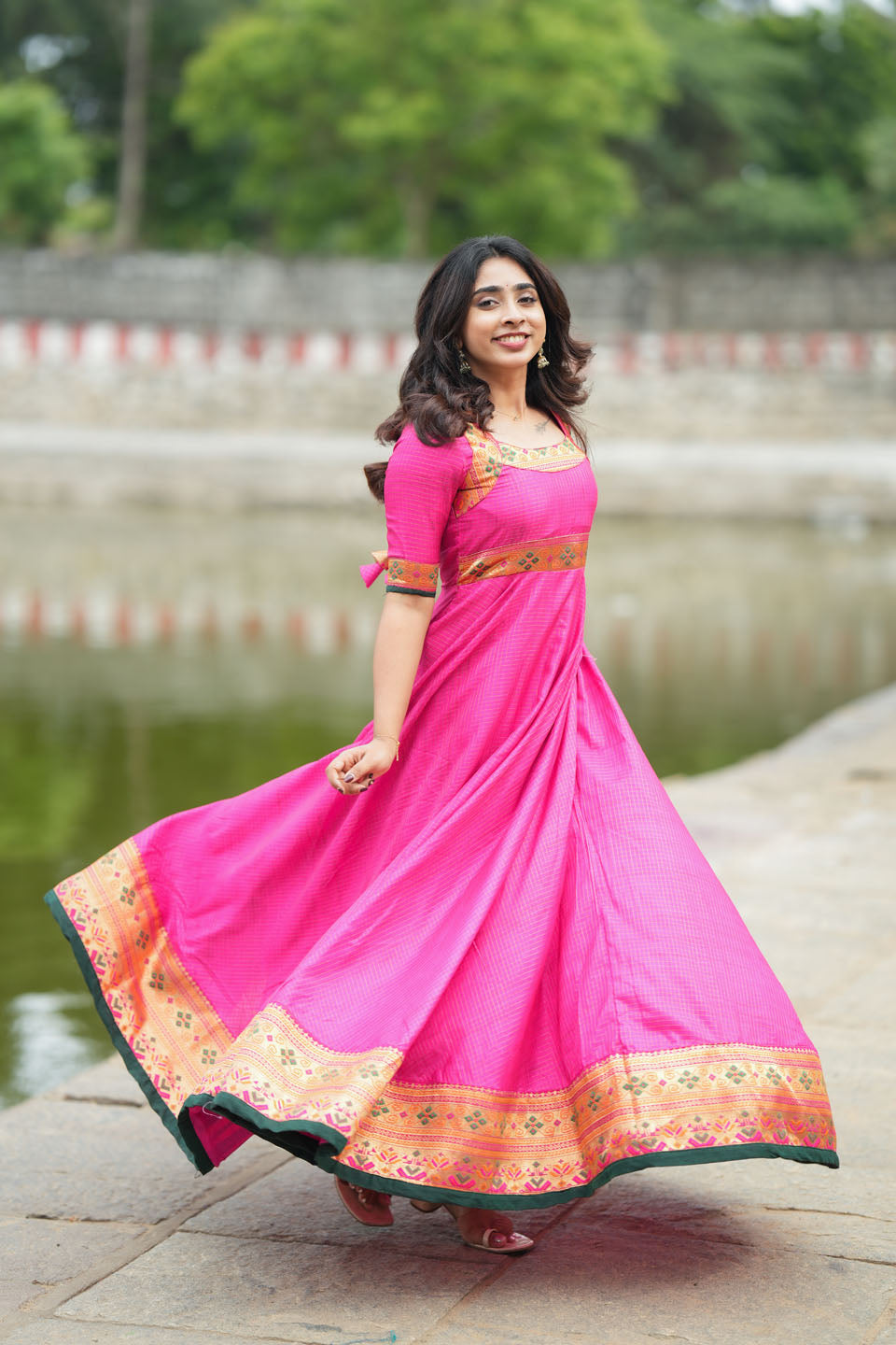 Vaishali Pink maxi Dress | Made to Order | SHOBITAM