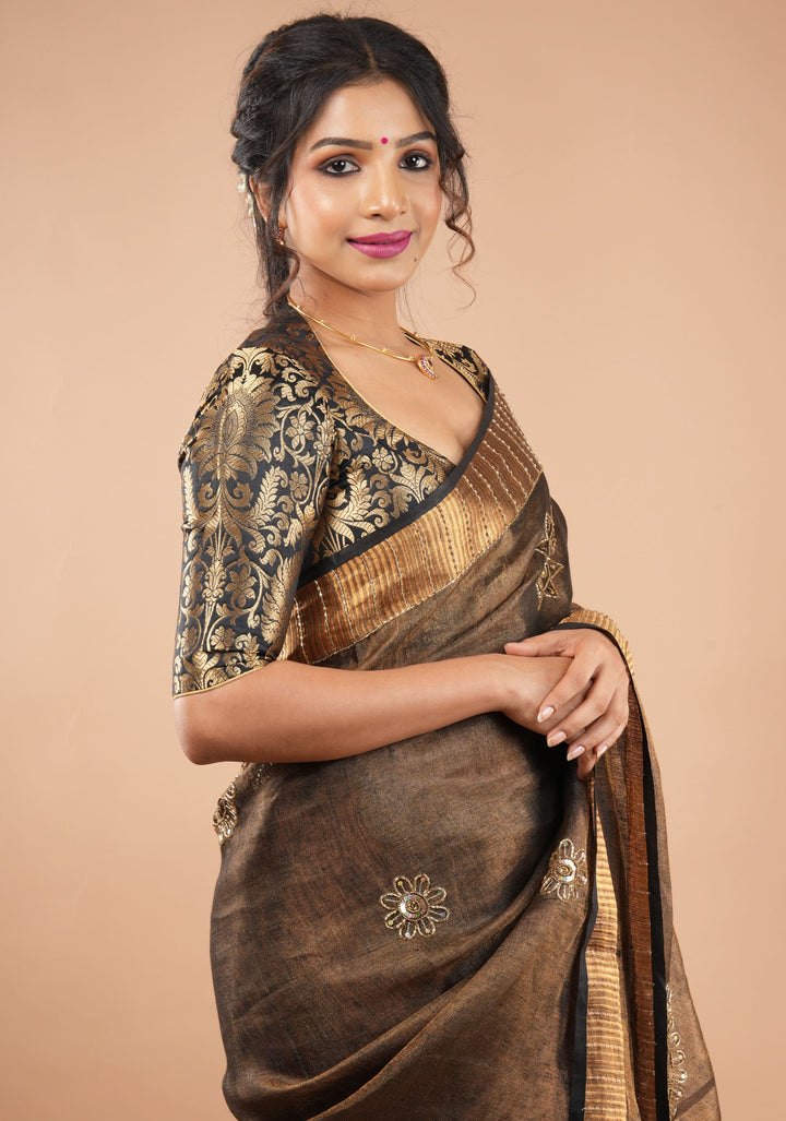 Paan Neck Black Banarasi Brocade Blouse