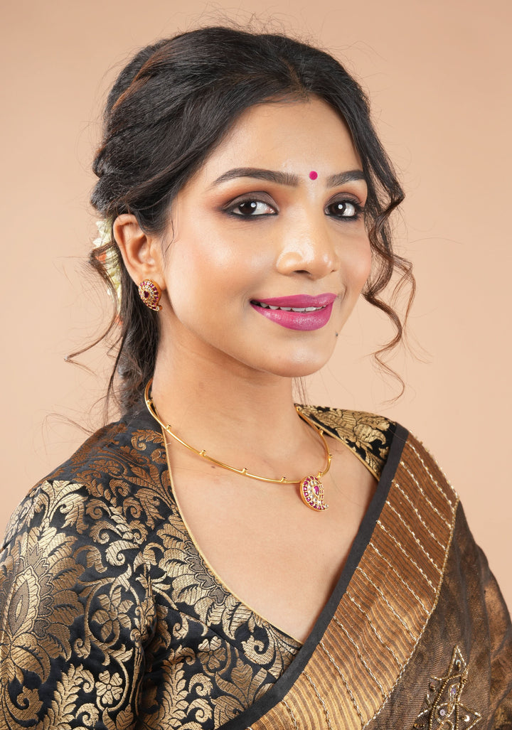 Paan Neck Black Banarasi Brocade Blouse