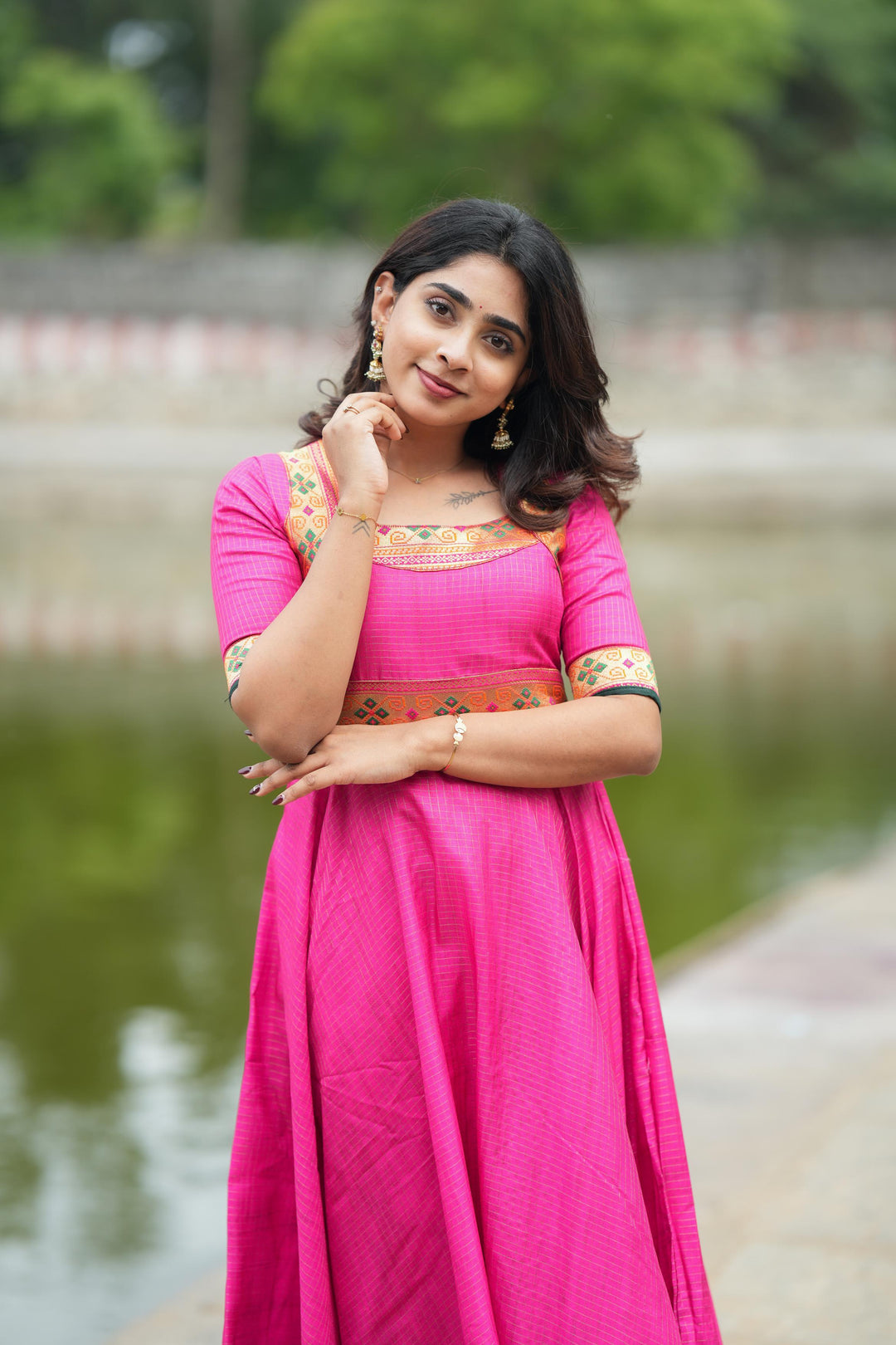 Narmada Rust with Green Kurti | Made To Order