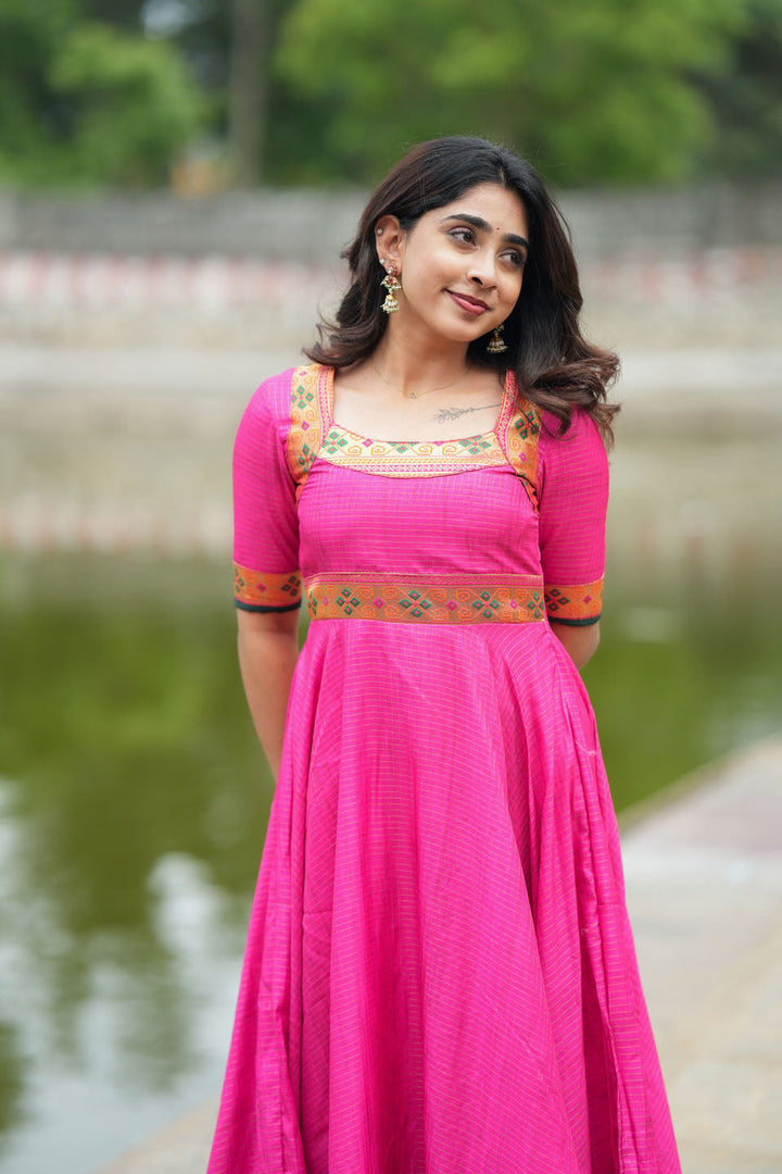 Vaishali Pink maxi Dress | Made to Order | SHOBITAM