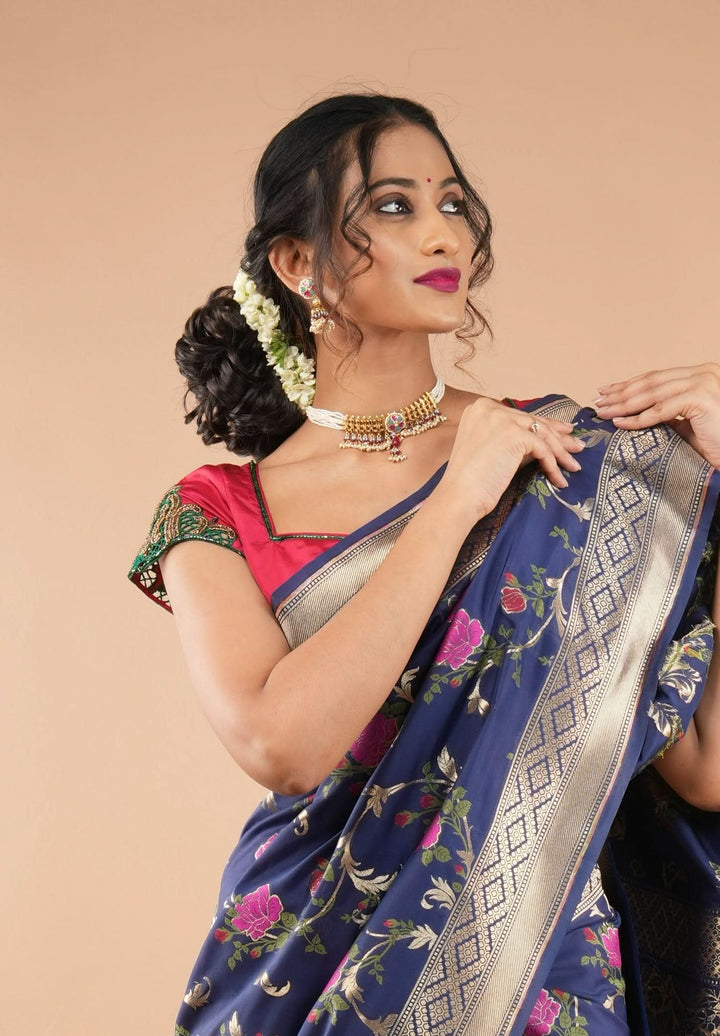 Silk Blouse with hand cutwork on cap sleeves and cutdana detailing, colors customizable
