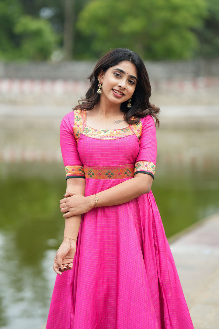 Vaishali Pink maxi Dress | Made to Order | SHOBITAM