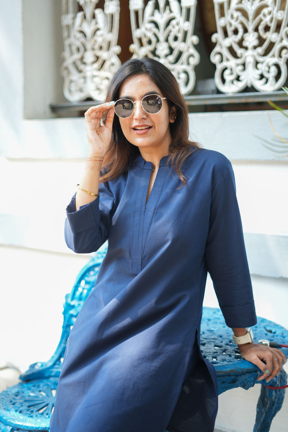 Malina Navy Blue Co - Ords ( Set of 2) | SHOBITAM