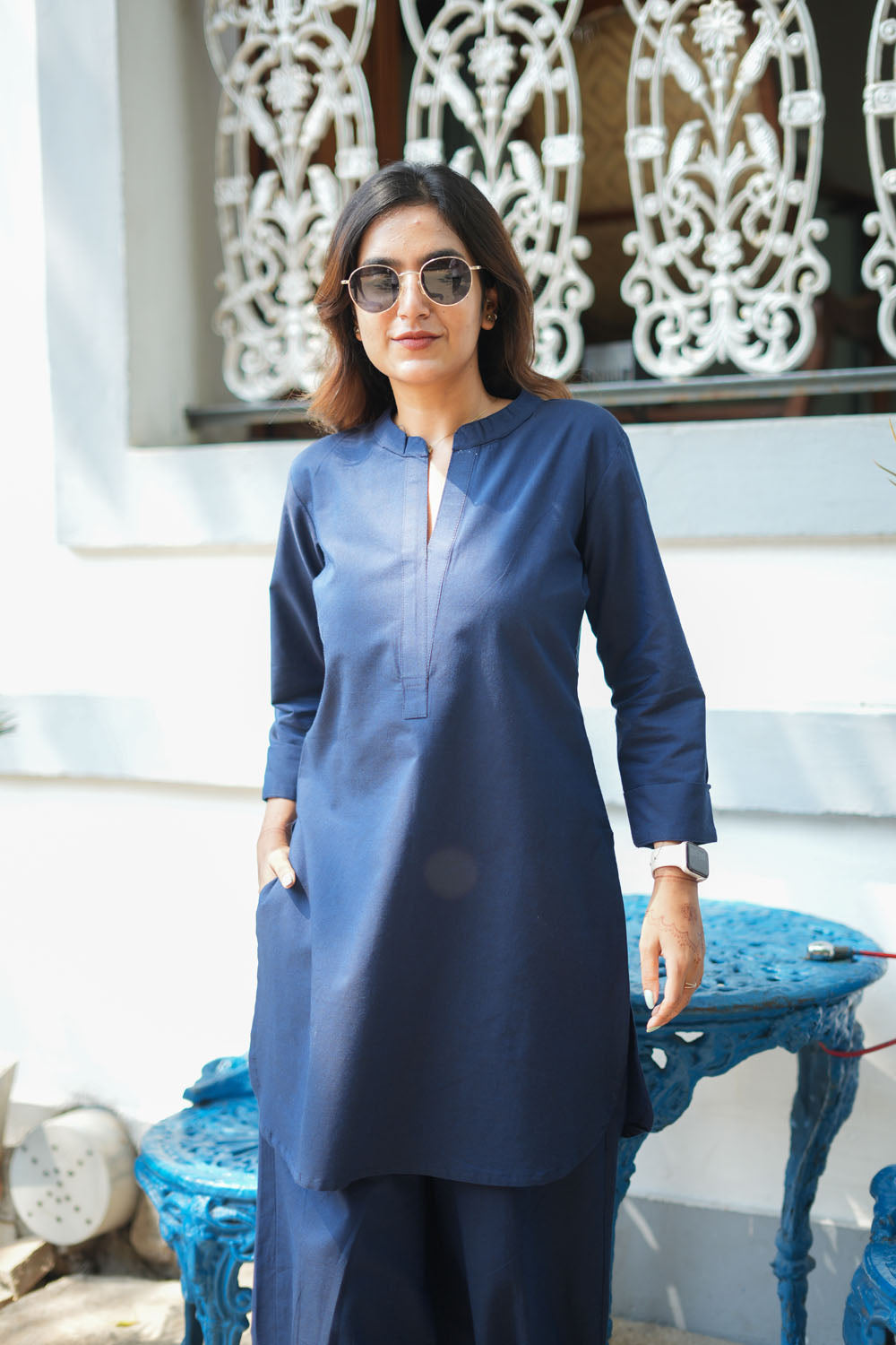 Malina Navy Blue Co - Ords ( Set of 2) | SHOBITAM
