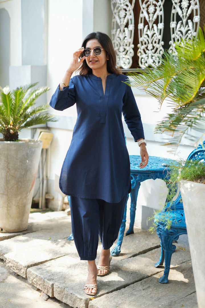 Malina Navy Blue Co - Ords ( Set of 2) | SHOBITAM