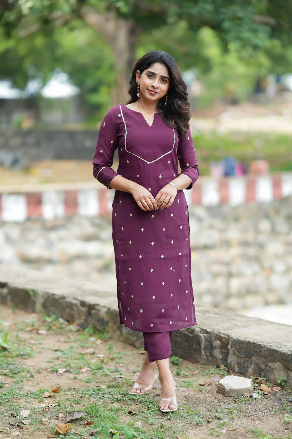Meera Wine Kurti Set (Set of 2) | Made To Order