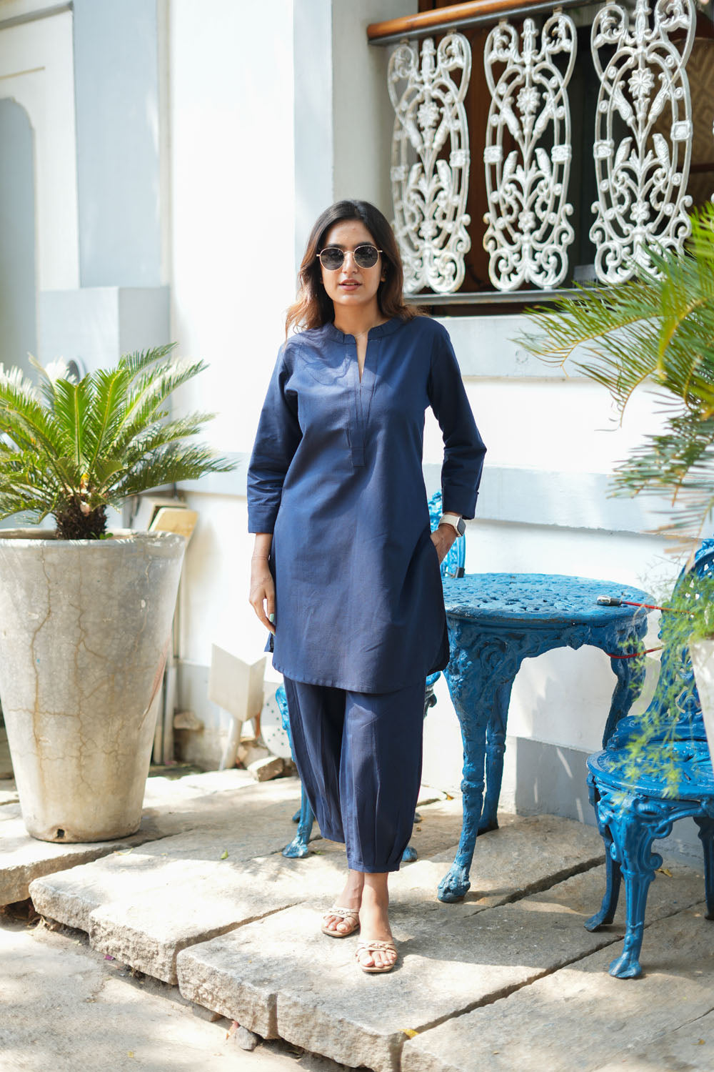 Malina Navy Blue Co - Ords ( Set of 2) | SHOBITAM