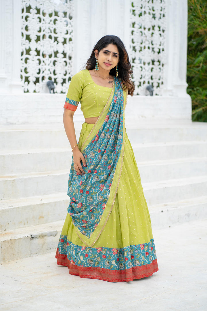 Roopa Green Half Saree | Made To Order