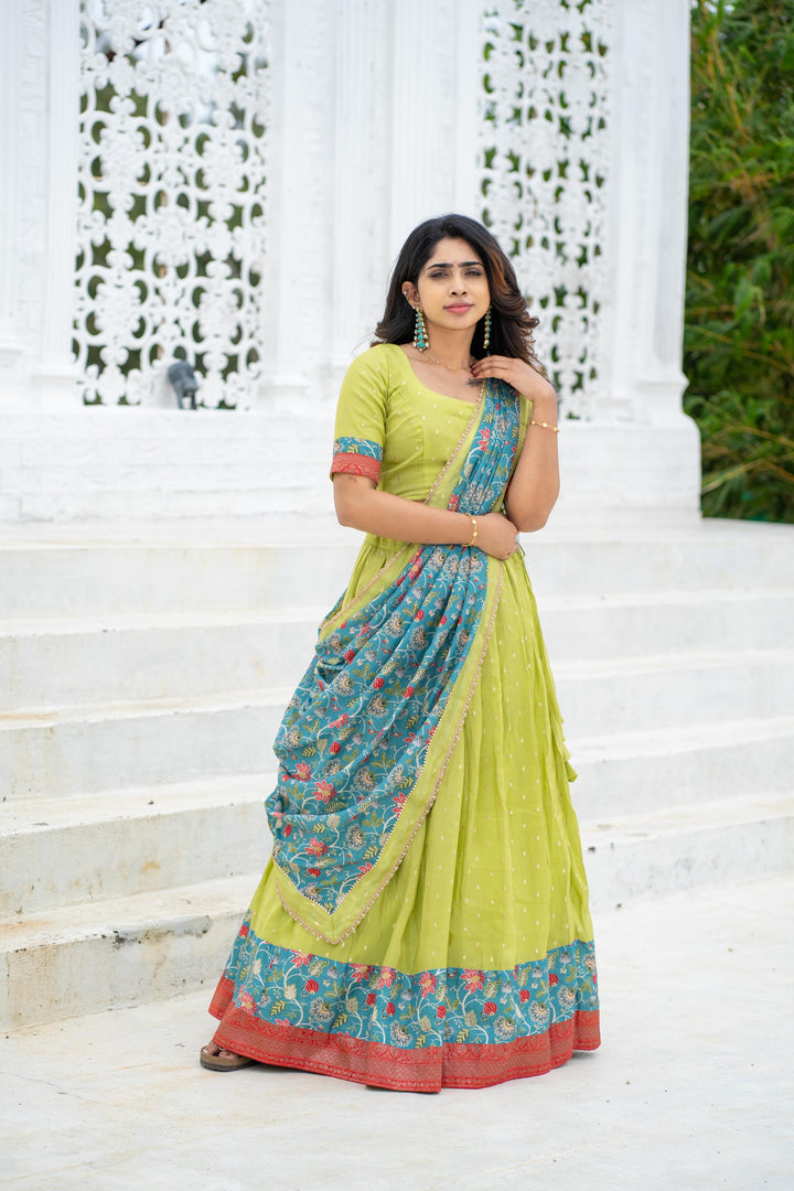 Roopa Green Half Saree | Made To Order
