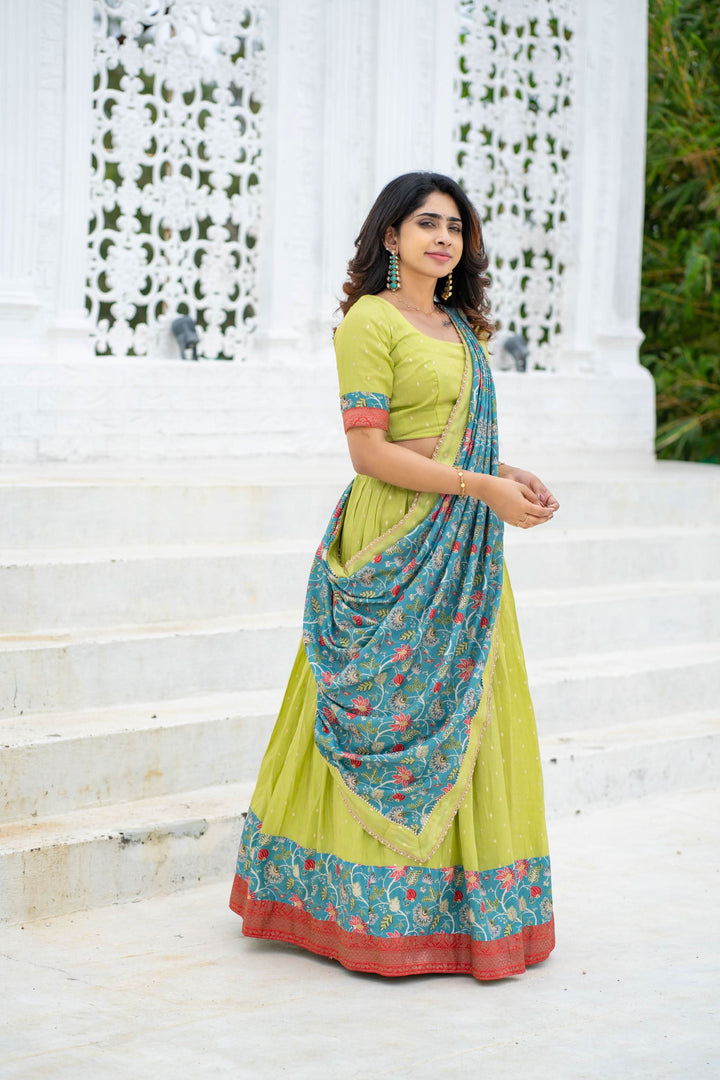 Roopa Green Half Saree | Made To Order