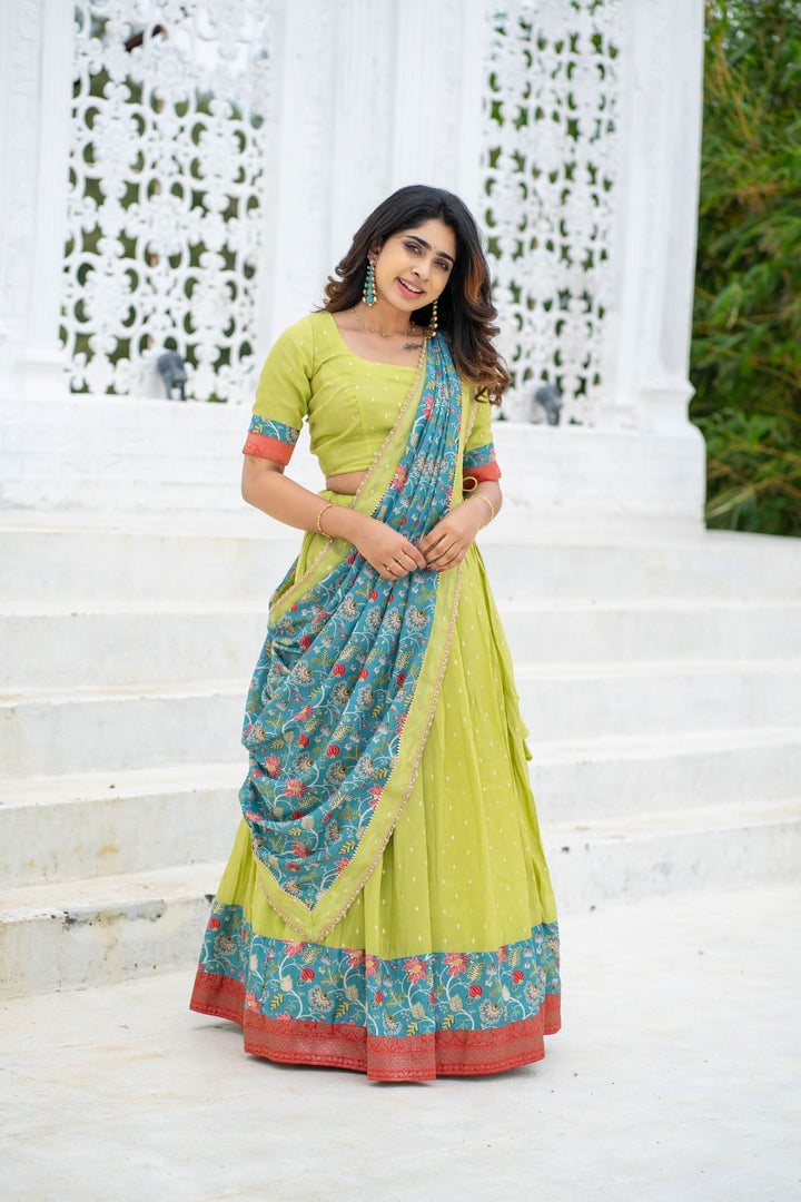 Roopa Green Half Saree | Made To Order