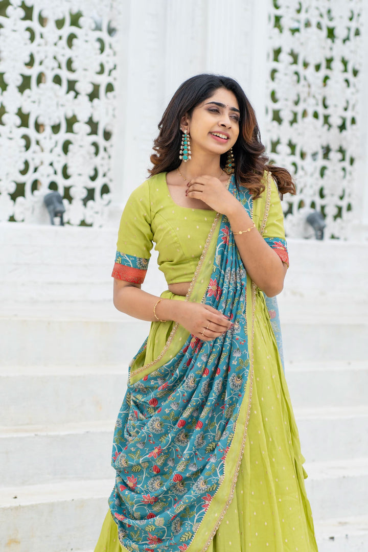 Roopa Green Half Saree | Made To Order