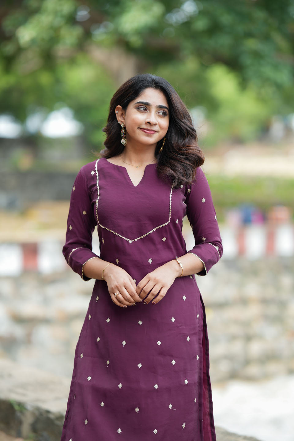 Meera Wine Kurti Set (Set of 2) | Made to Order | SHOBITAM