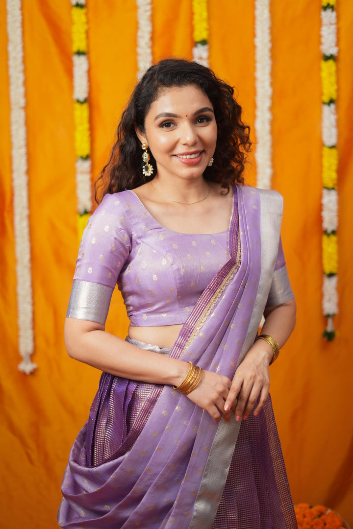 Disha Lavender Handwoven Lehenga Set | Made To Order