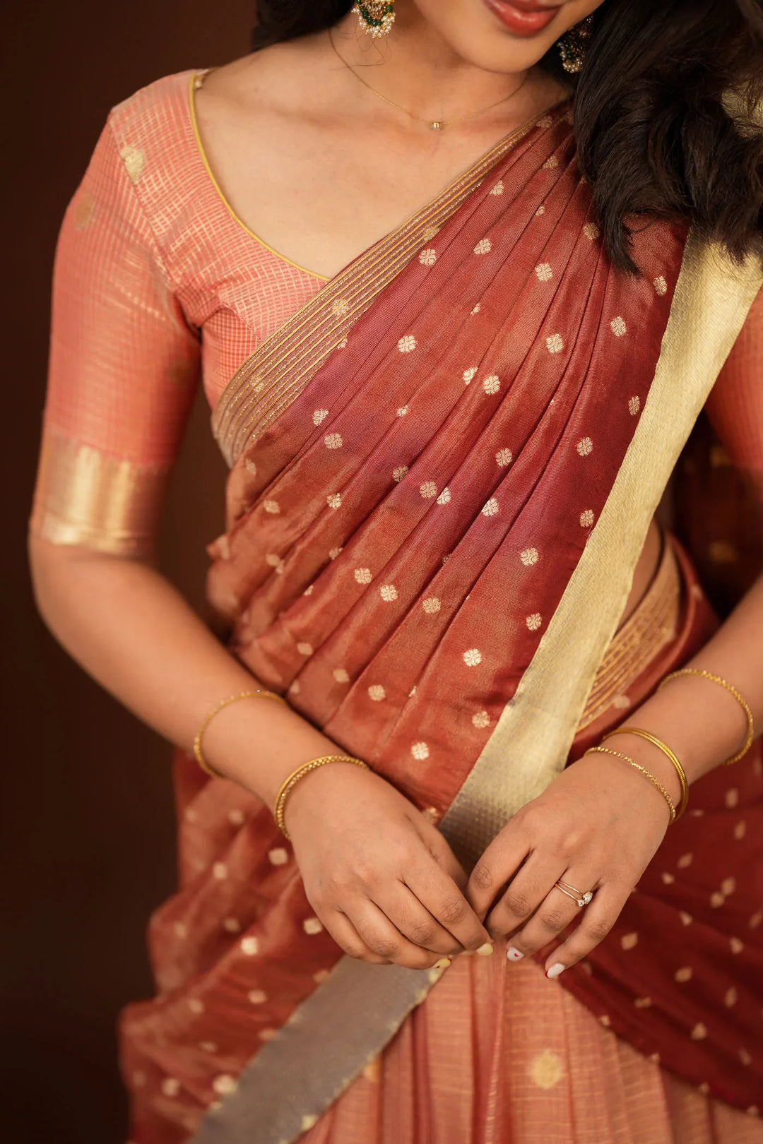 Gargi Peach Half Saree (Set of 3) | Made To Order