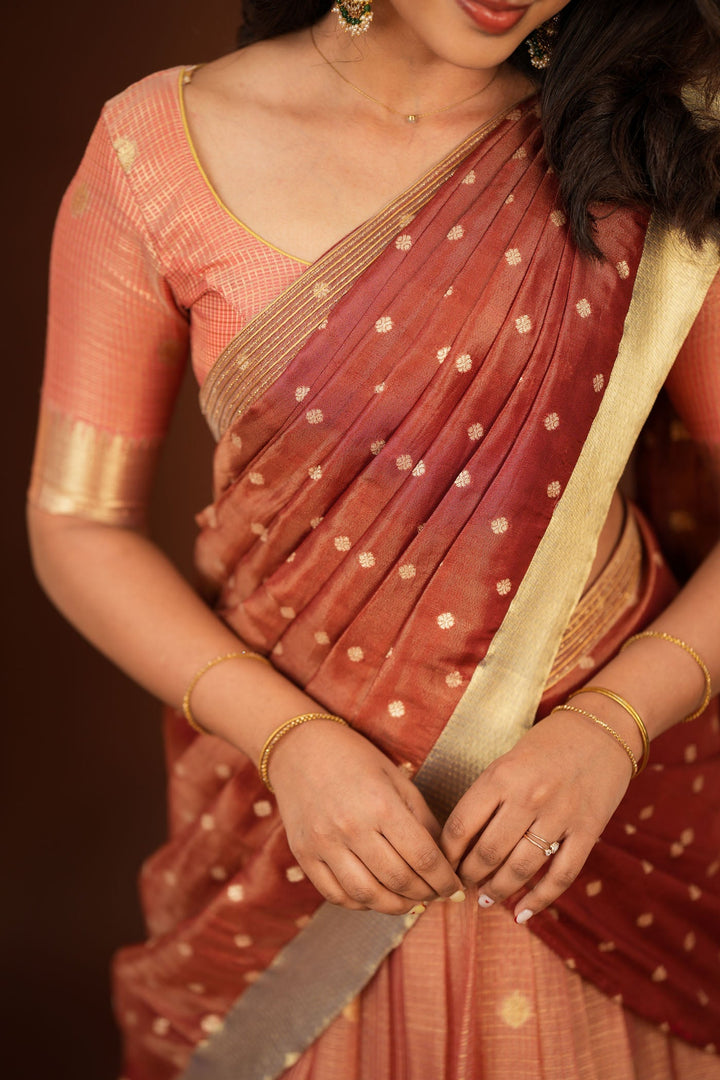 Gargi Peach Half Saree (Set of 3) | SHOBITAM