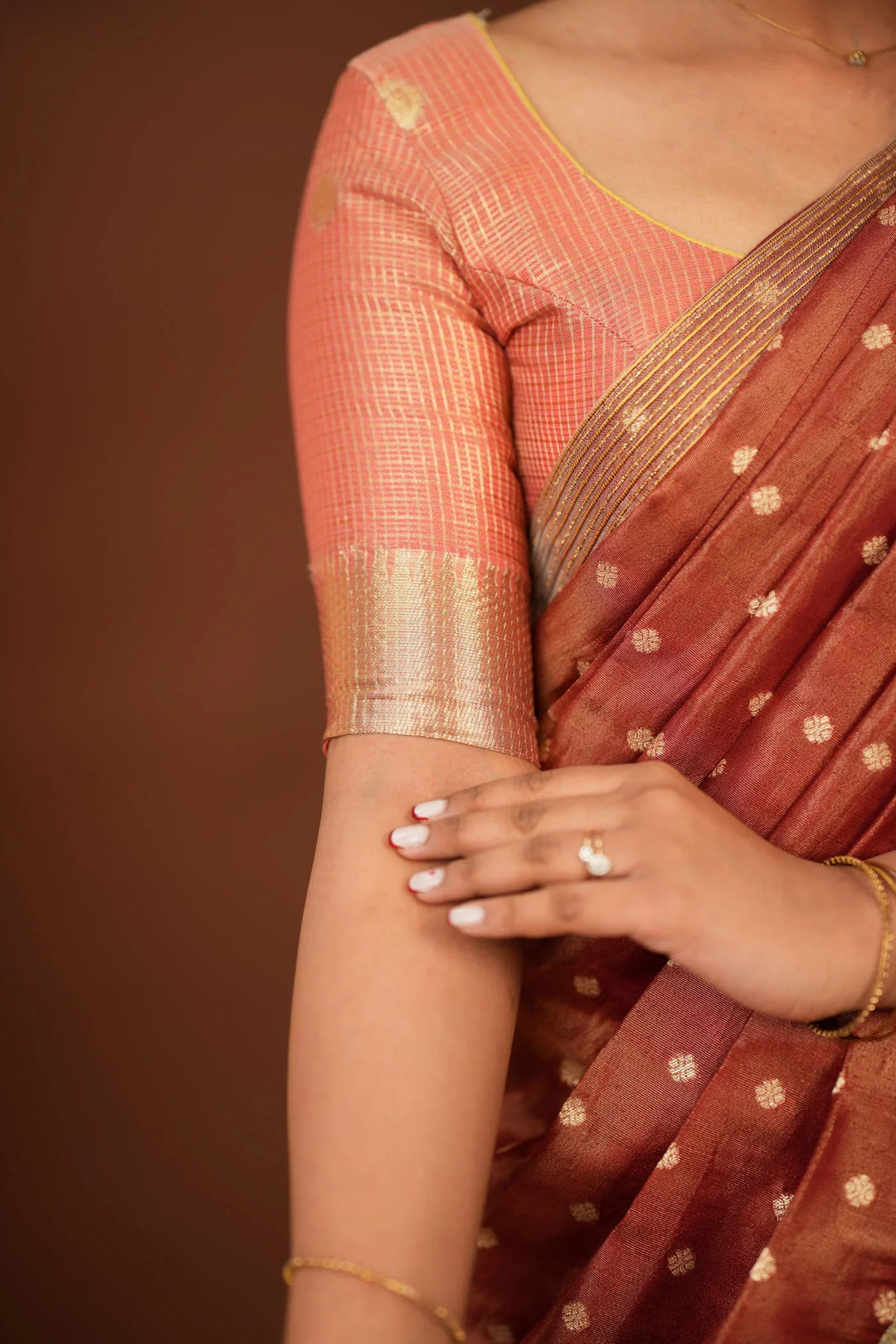 Gargi Peach Half Saree (Set of 3) | Made To Order