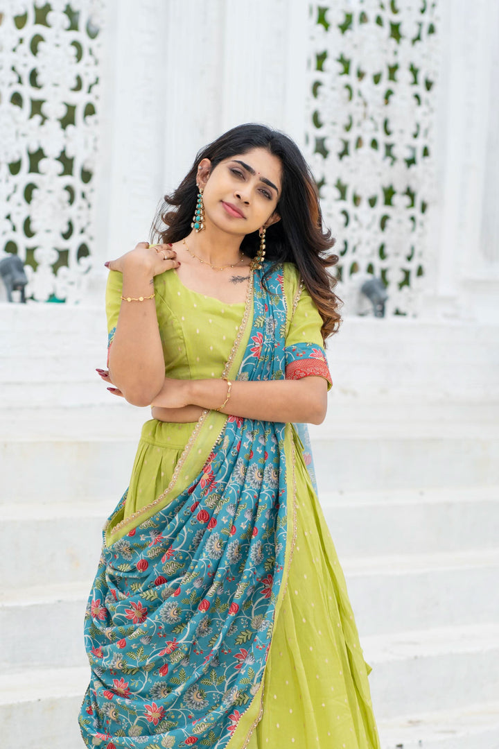 Roopa Green Half Saree | Made To Order
